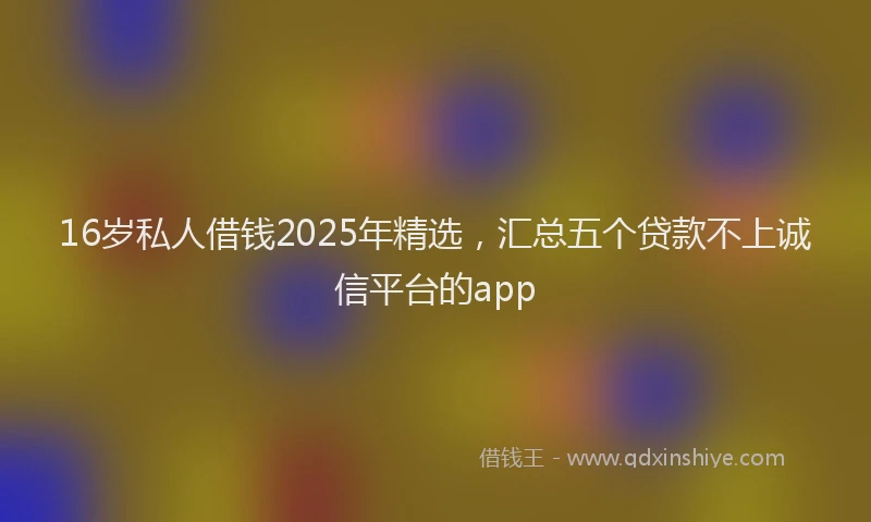 16岁私人借钱2025年精选，汇总五个贷款不上诚信平台的app
