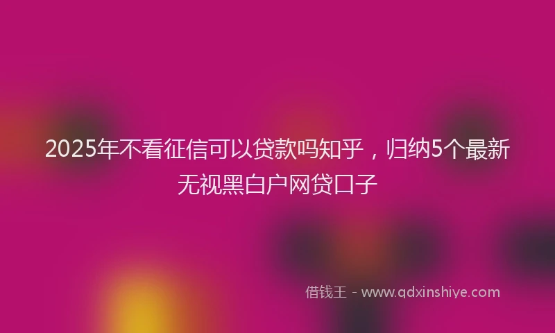 2025年不看征信可以贷款吗知乎，归纳5个最新无视黑白户网贷口子