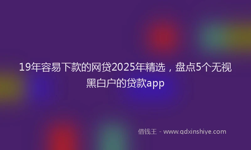 19年容易下款的网贷2025年精选，盘点5个无视黑白户的贷款app
