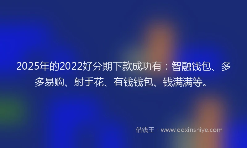 2025年的2022好分期下款成功有：智融钱包、多多易购、射手花、有钱钱包、钱满满等。