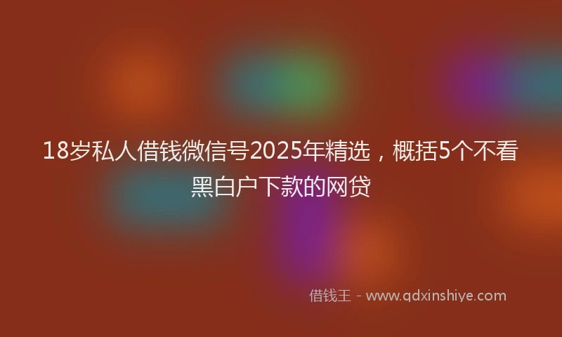 18岁私人借钱微信号2025年精选，概括5个不看黑白户下款的网贷