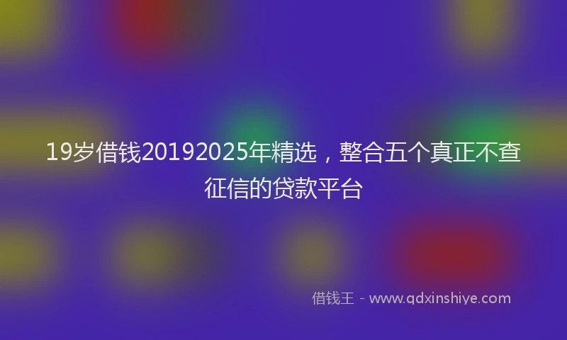 19岁借钱20192025年精选，整合五个真正不查征信的贷款平台