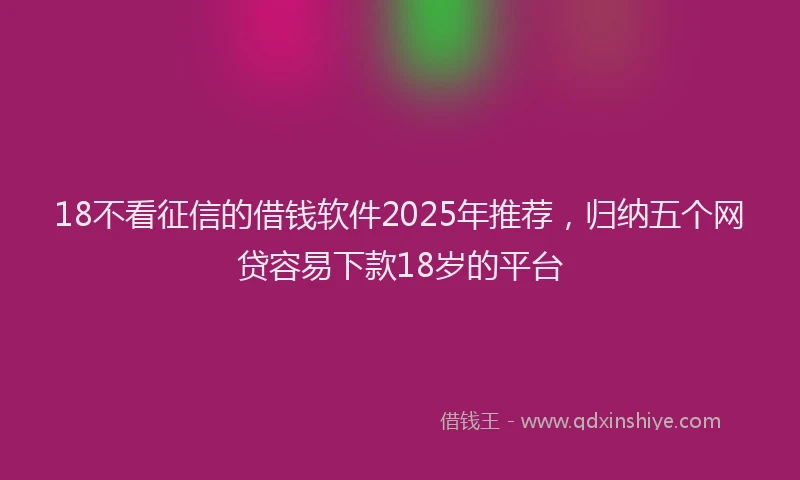 18不看征信的借钱软件2025年推荐，归纳五个网贷容易下款18岁的平台