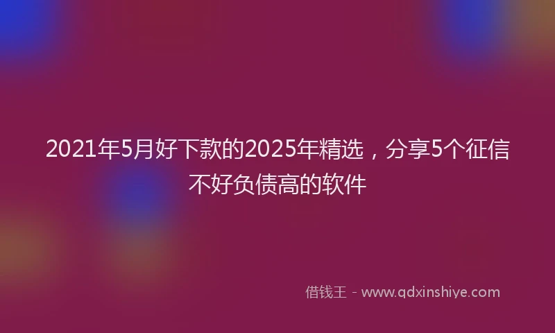2021年5月好下款的2025年精选，分享5个征信不好负债高的软件
