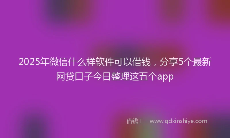2025年微信什么样软件可以借钱，分享5个最新网贷口子今日整理这五个app
