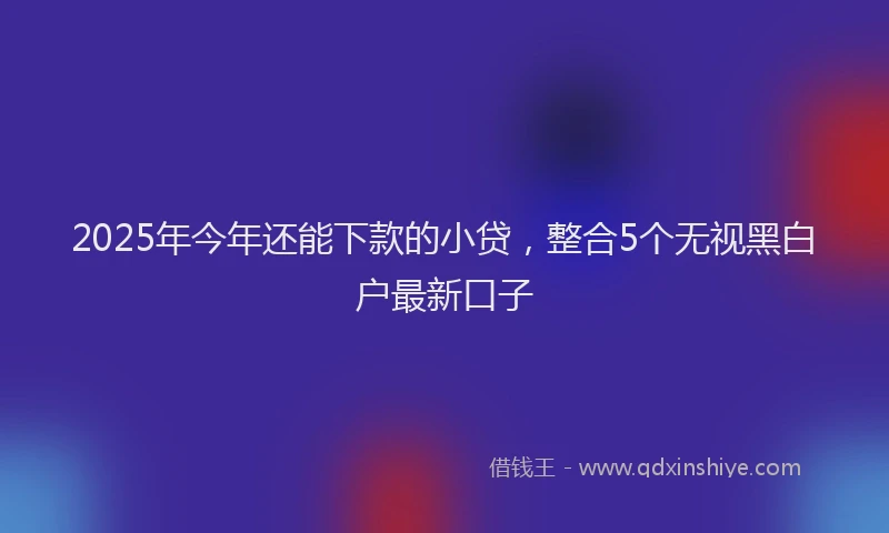 2025年今年还能下款的小贷，整合5个无视黑白户最新口子