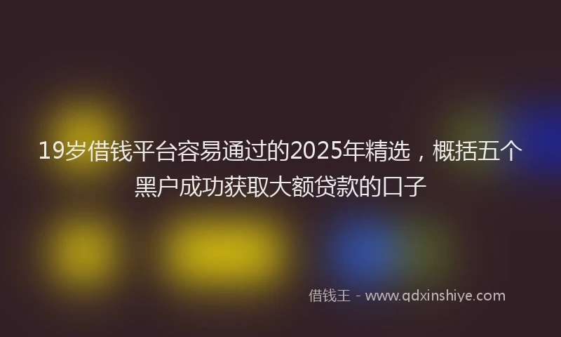 19岁借钱平台容易通过的2025年精选，概括五个黑户成功获取大额贷款的口子
