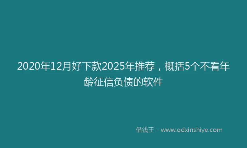 2020年12月好下款2025年推荐，概括5个不看年龄征信负债的软件