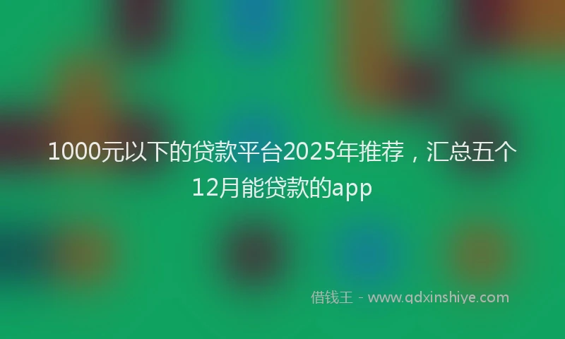1000元以下的贷款平台2025年推荐，汇总五个12月能贷款的app