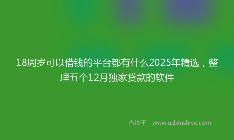 18周岁可以借钱的平台都有什么2025年精选，整理五个12月独家贷款的软件