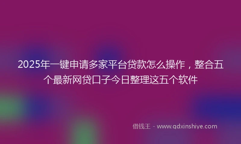 2025年一键申请多家平台贷款怎么操作，整合五个最新网贷口子今日整理这五个软件