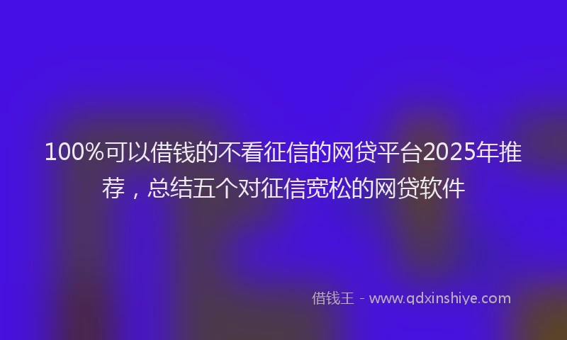 100%可以借钱的不看征信的网贷平台2025年推荐，总结五个对征信宽松的网贷软件