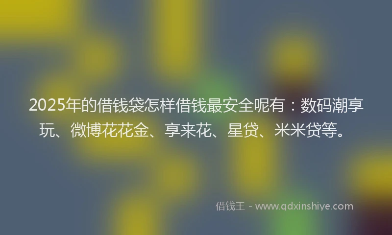 2025年的借钱袋怎样借钱最安全呢有：数码潮享玩、微博花花金、享来花、星贷、米米贷等。