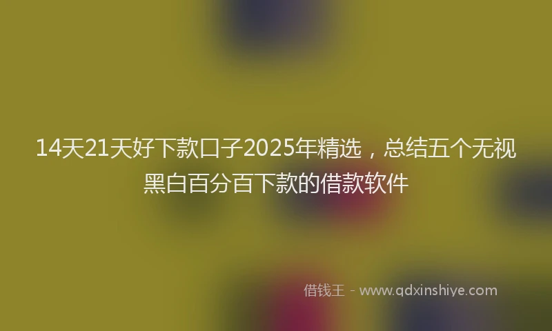 14天21天好下款口子2025年精选，总结五个无视黑白百分百下款的借款软件