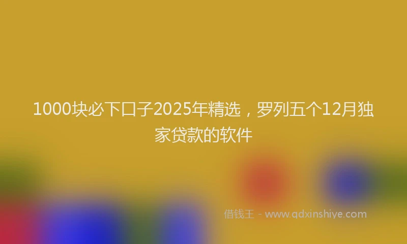 1000块必下口子2025年精选，罗列五个12月独家贷款的软件