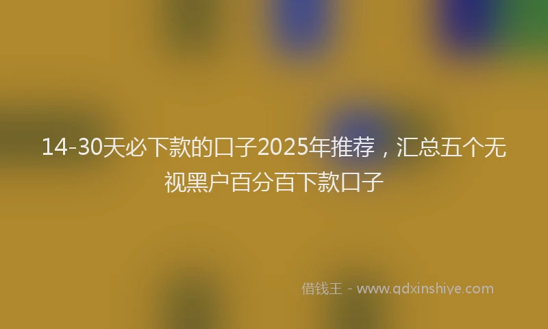 14-30天必下款的口子2025年推荐，汇总五个无视黑户百分百下款口子