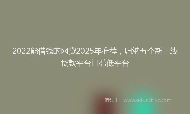 2022能借钱的网贷2025年推荐，归纳五个新上线贷款平台门槛低平台