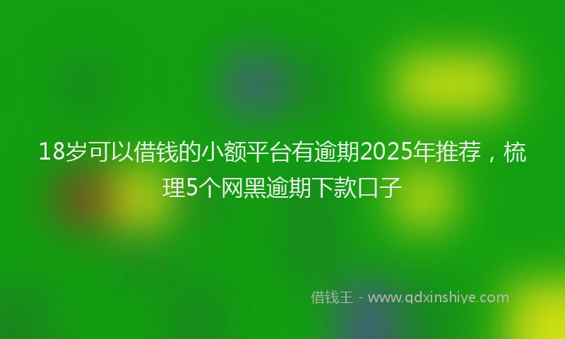 18岁可以借钱的小额平台有逾期2025年推荐，梳理5个网黑逾期下款口子