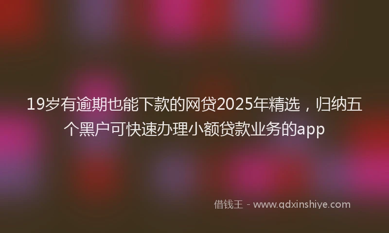 19岁有逾期也能下款的网贷2025年精选，归纳五个黑户可快速办理小额贷款业务的app