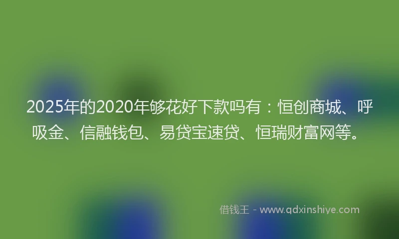 2025年的2020年够花好下款吗有：恒创商城、呼吸金、信融钱包、易贷宝速贷、恒瑞财富网等。