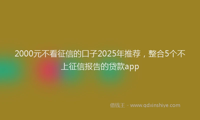 2000元不看征信的口子2025年推荐，整合5个不上征信报告的贷款app