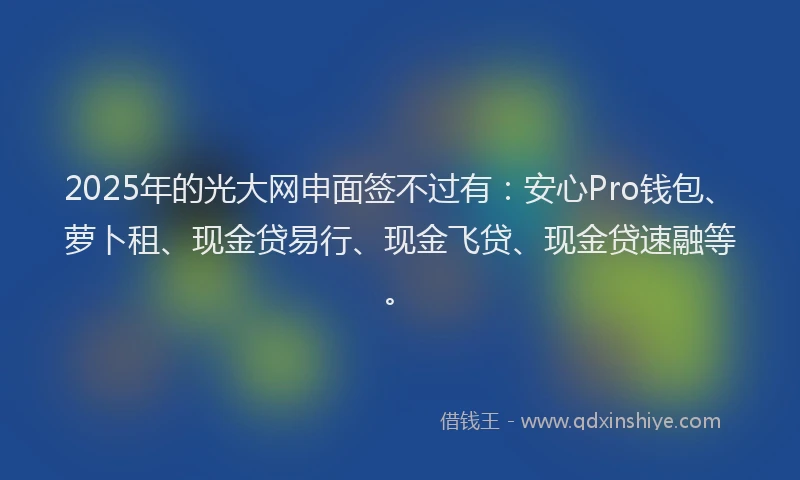 2025年的光大网申面签不过有：安心Pro钱包、萝卜租、现金贷易行、现金飞贷、现金贷速融等。