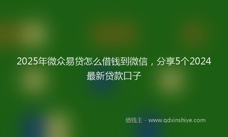 2025年微众易贷怎么借钱到微信，分享5个2024最新贷款口子