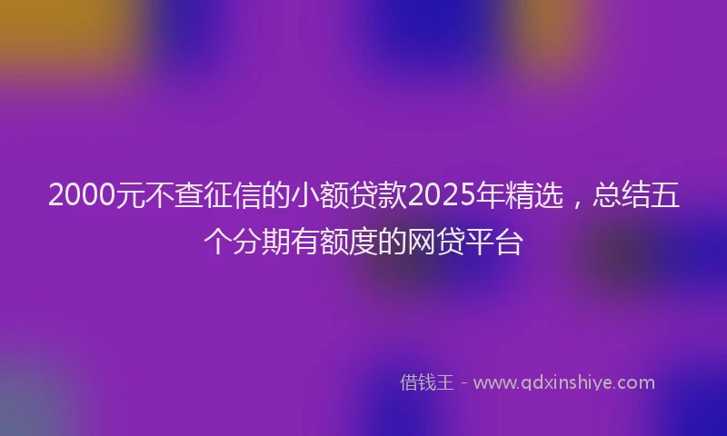 2000元不查征信的小额贷款2025年精选，总结五个分期有额度的网贷平台