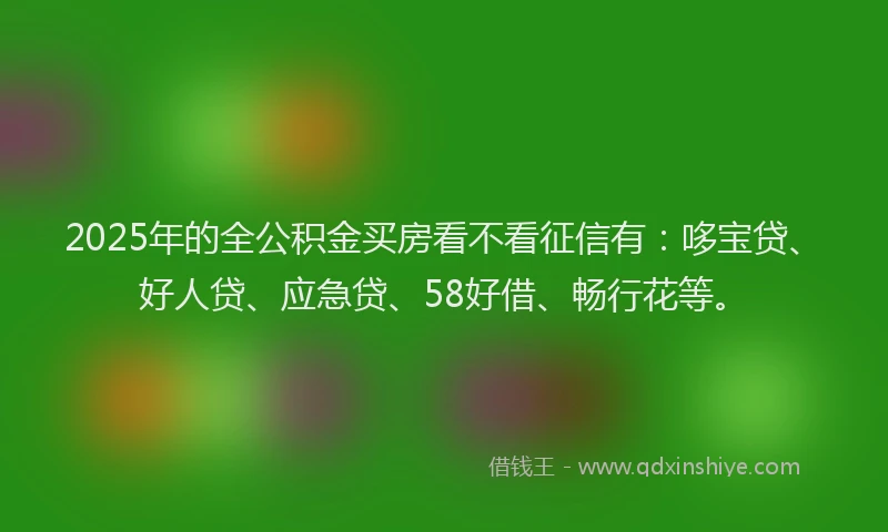 2025年的全公积金买房看不看征信有：哆宝贷、好人贷、应急贷、58好借、畅行花等。
