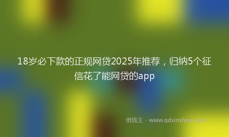 18岁必下款的正规网贷2025年推荐，归纳5个征信花了能网贷的app