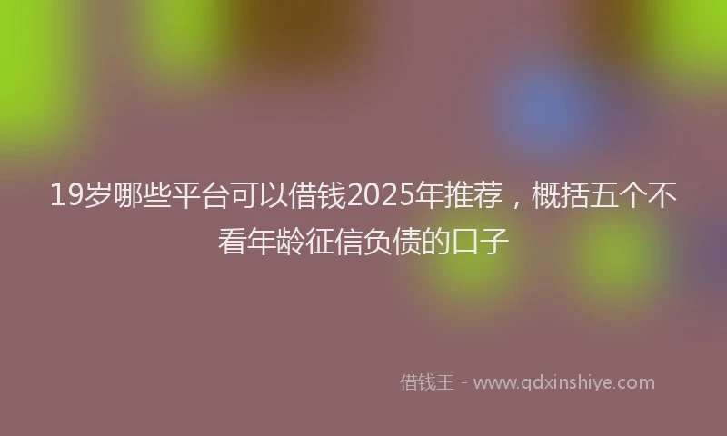 19岁哪些平台可以借钱2025年推荐，概括五个不看年龄征信负债的口子