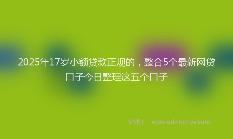 2025年17岁小额贷款正规的，整合5个最新网贷口子今日整理这五个口子