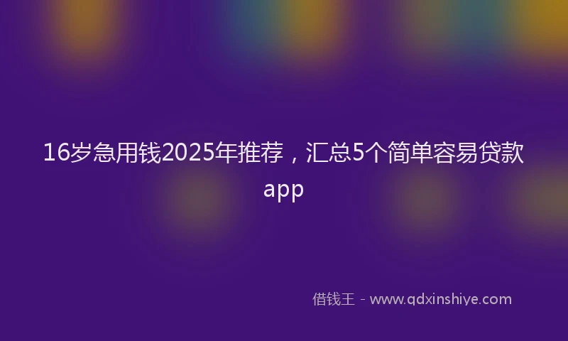 16岁急用钱2025年推荐，汇总5个简单容易贷款app