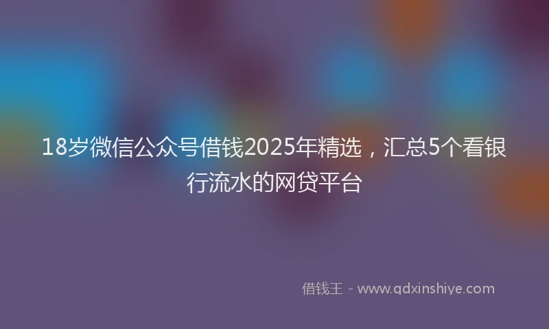 18岁微信公众号借钱2025年精选，汇总5个看银行流水的网贷平台