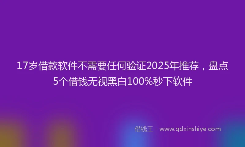 17岁借款软件不需要任何验证2025年推荐，盘点5个借钱无视黑白100%秒下软件