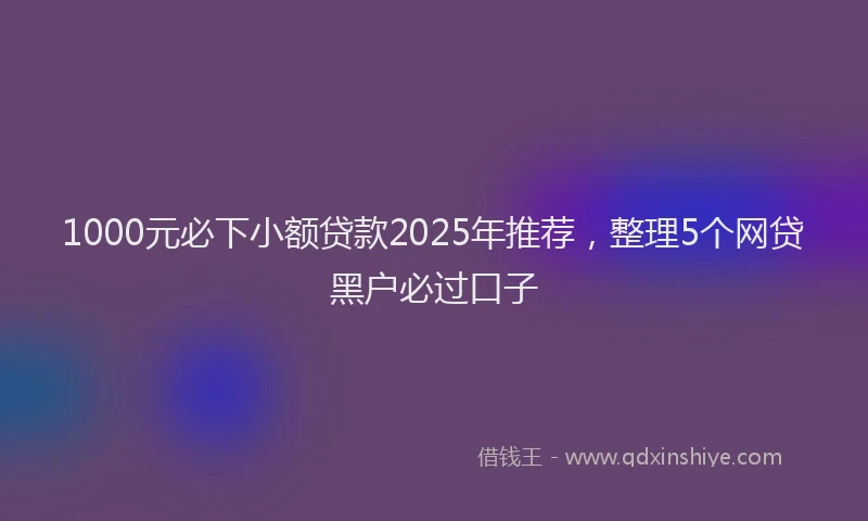 1000元必下小额贷款2025年推荐，整理5个网贷黑户必过口子