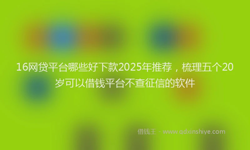 16网贷平台哪些好下款2025年推荐，梳理五个20岁可以借钱平台不查征信的软件