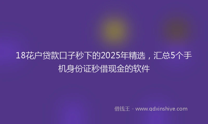 18花户贷款口子秒下的2025年精选，汇总5个手机身份证秒借现金的软件