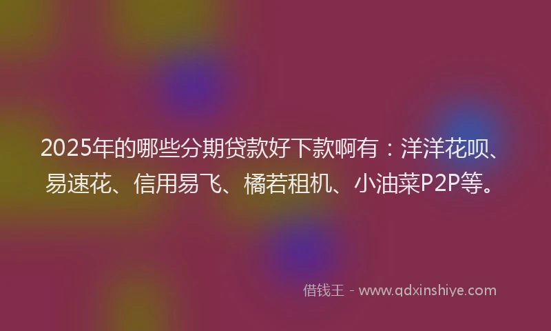 2025年的哪些分期贷款好下款啊有：洋洋花呗、易速花、信用易飞、橘若租机、小油菜P2P等。