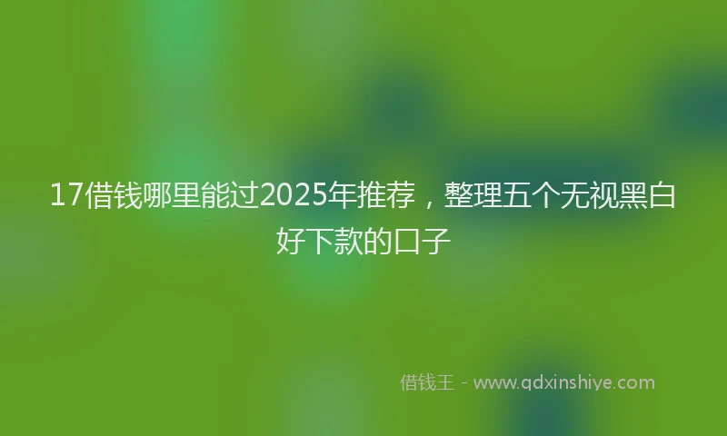 17借钱哪里能过2025年推荐，整理五个无视黑白好下款的口子