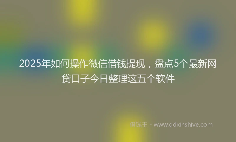 2025年如何操作微信借钱提现，盘点5个最新网贷口子今日整理这五个软件