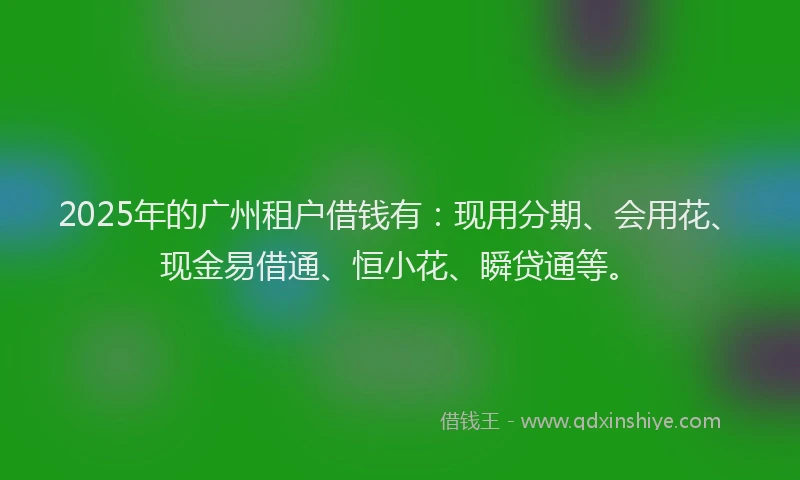 2025年的广州租户借钱有：现用分期、会用花、现金易借通、恒小花、瞬贷通等。