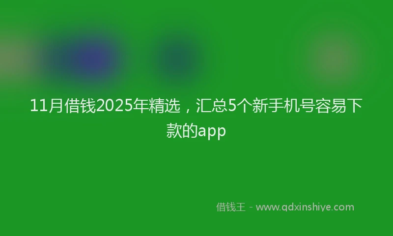 11月借钱2025年精选，汇总5个新手机号容易下款的app