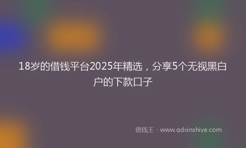 18岁的借钱平台2025年精选，分享5个无视黑白户的下款口子