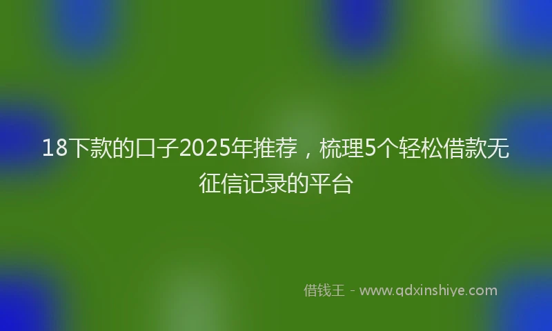 18下款的口子2025年推荐，梳理5个轻松借款无征信记录的平台