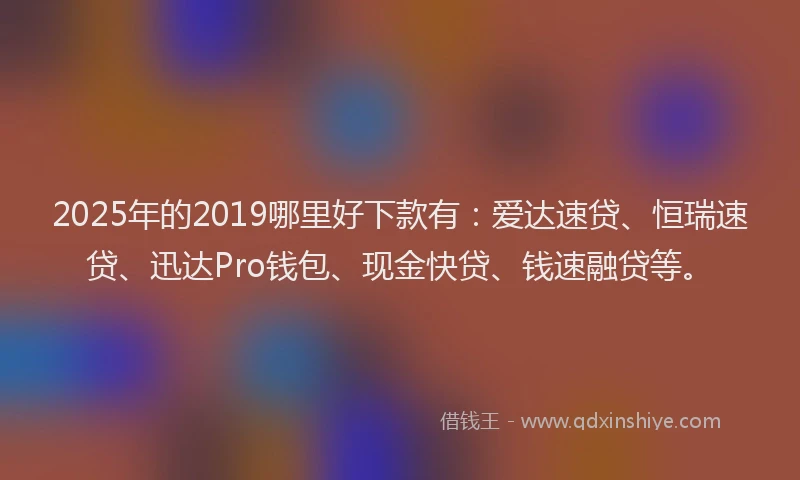 2025年的2019哪里好下款有：爱达速贷、恒瑞速贷、迅达Pro钱包、现金快贷、钱速融贷等。