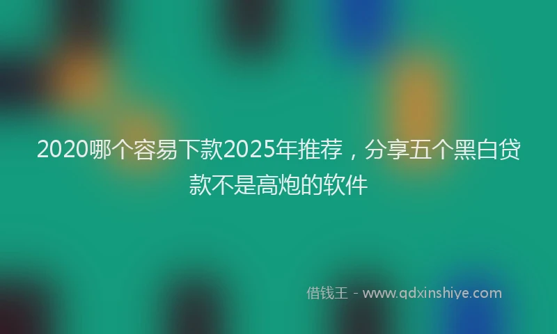 2020哪个容易下款2025年推荐，分享五个黑白贷款不是高炮的软件