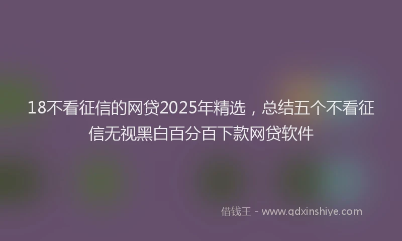 18不看征信的网贷2025年精选，总结五个不看征信无视黑白百分百下款网贷软件