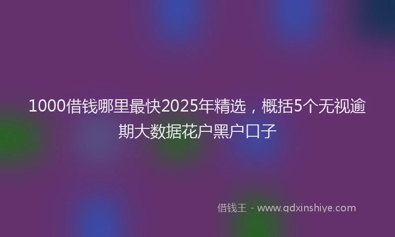 1000借钱哪里最快2025年精选，概括5个无视逾期大数据花户黑户口子