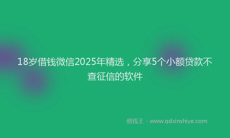 18岁借钱微信2025年精选，分享5个小额贷款不查征信的软件